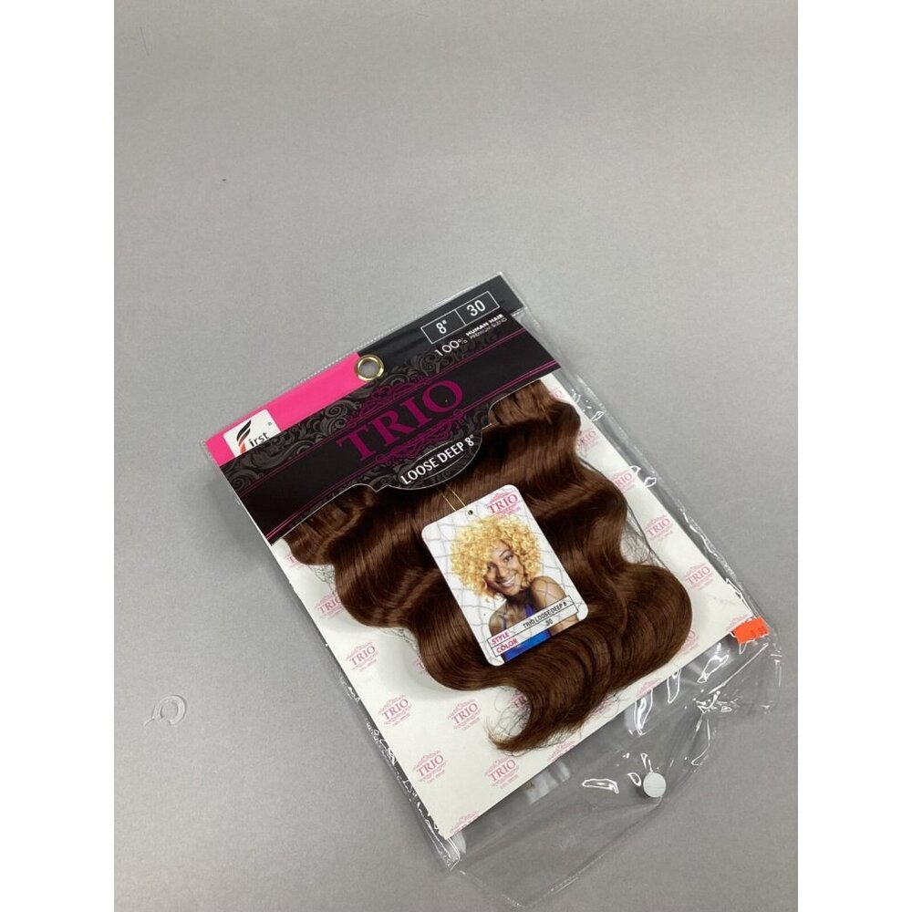8" Trio Loose Deep Color #30 Honey Brown Blended Hair Extensions Track By First
